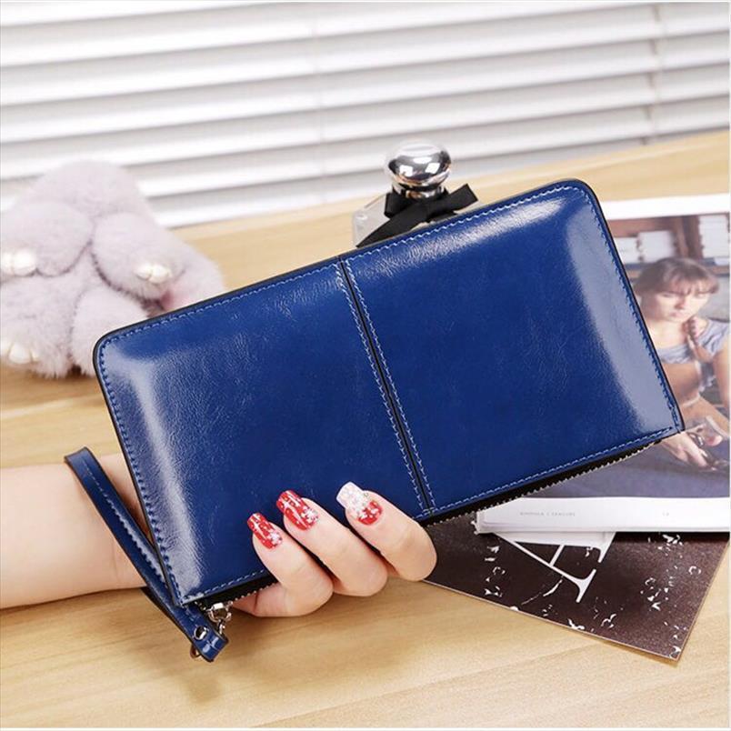 

Hot Sale New Women Wallets Long Candy Oil Leather Wallet Day Clutch New Fashion Womens Purse Female Purse Clutch Card Holder, 12