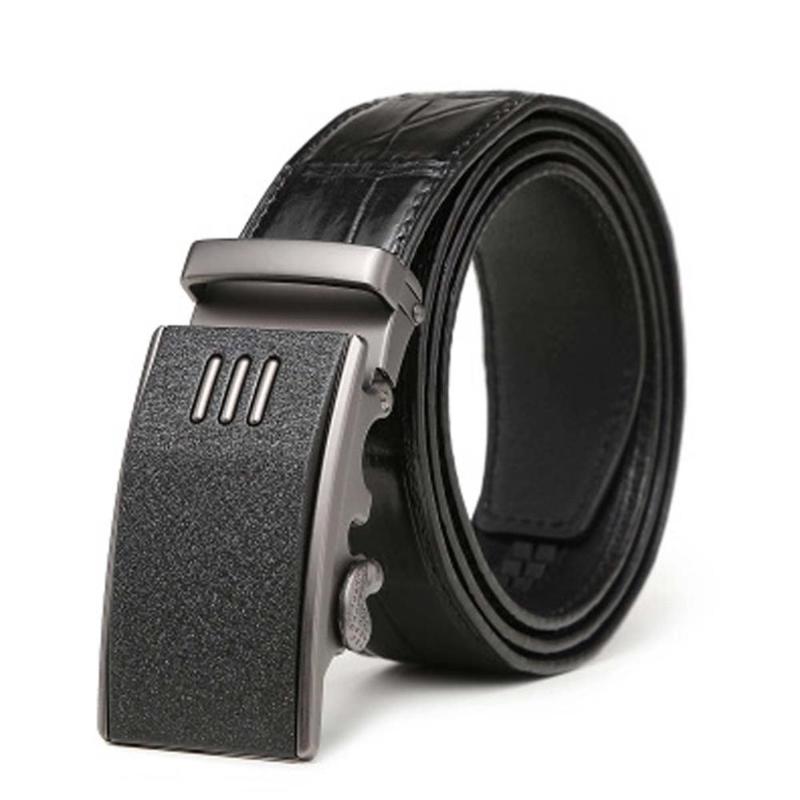 

Belts Linshe Men Crocodile Belt Male Leather High-grade Automatic Buckle Youth Business Smooth Man Belst, Black;brown