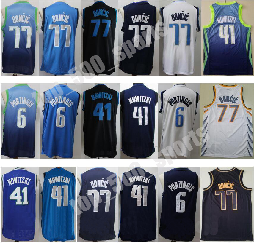 

Men Basketball Cheap Luka Doncic Jersey 77 Kristaps Porzingis 6 Dirk Nowitzki 41 Edition Earned City Stitched Navy Blue Black White, Colour 12