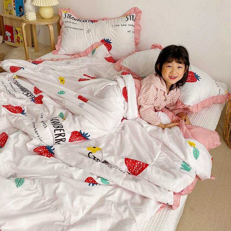 

4PCS Set Queen  Size Quilts Cartoon Style Quilt Lovily Childen Blankets Keep Warm Blanket Summer Thin Blanket 3 Sizes Choose, Lavender
