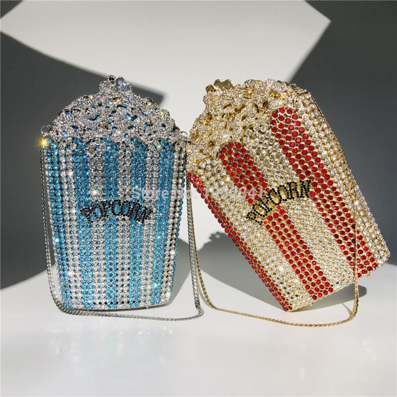 

OC4216 High Quality Popcorn Crystal Clutch Bag Wedding Party Evening Bags, Blue