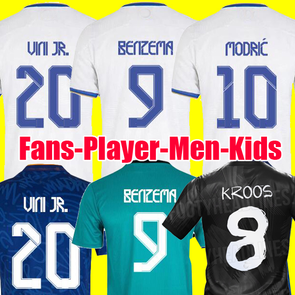 

BENZEMA soccer jerseys 21 22 football shirt VINI JR ALABA HAZARD ASENSIO MODRIC MARCELO VALVERDE REAL camiseta men + kids kit Sets 2021 2022 uniforms, Away kids