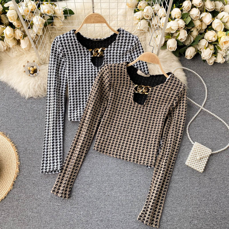 

2021 New female singiny spring blouse off the neck long short thin-style all game tops MSPL, Black