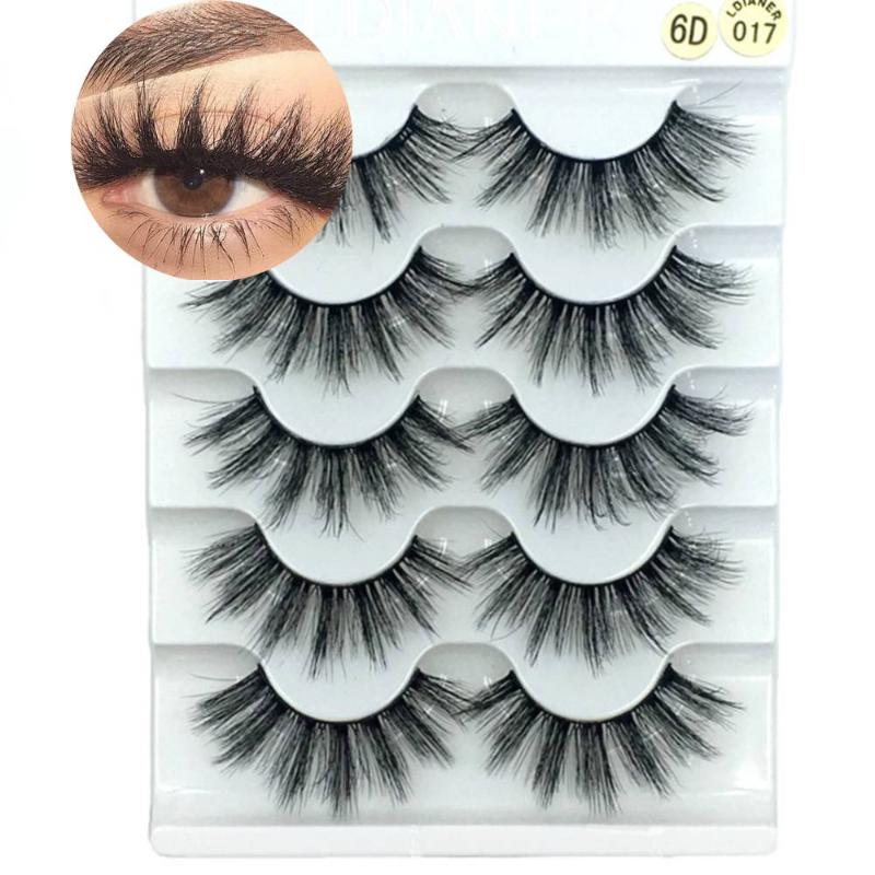 

5 Pairs Natural Long Wispies Lashes 6D Faux Mink Hair False Eyelashes Handmade Cruelty-free Criss-cross Eyelashes Makeup Tools