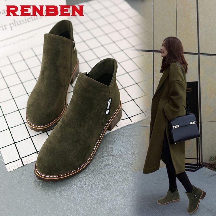 

New Fashion Women Boots Autumn Winter Boots Classic Zipper Ankle Grind arenaceous Warm Women Shoes, Black