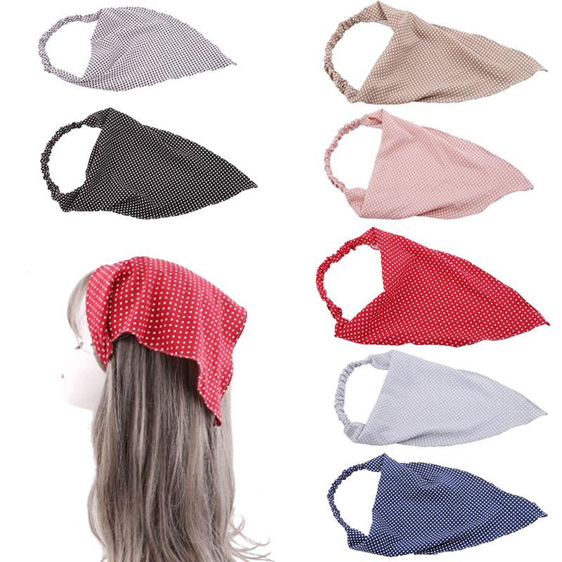 

Trendy Triangle Head Scarf Dot Elastic Headbands with Clip Fashion Women Bandanas Head Wrap Band Handkerchief Accessories
