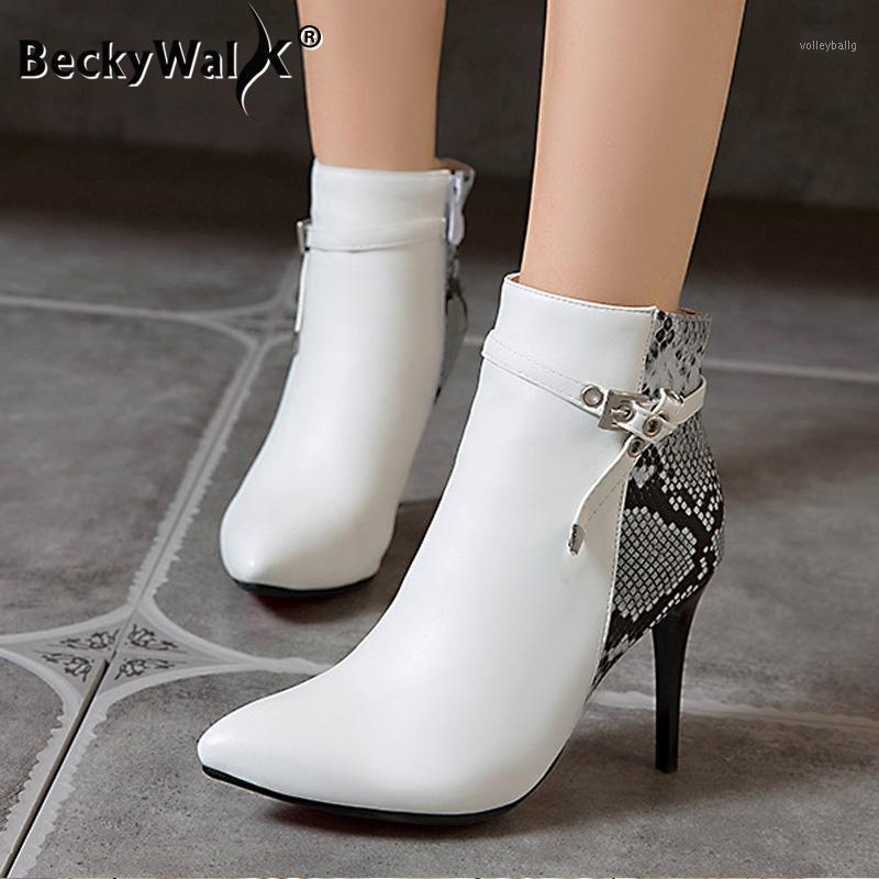 

2020 Winter Fashion Women Boots Patchwork Pointed Toe Ankle Boots High Heel Shoes Woman Spring Autumn Pumps Plus Size 43 WSH36911, Yellow