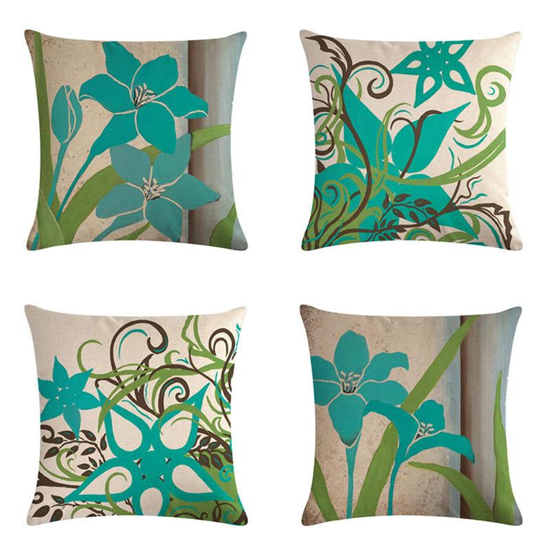 

Five Leaf Blue Printing Home Decor Cushion Cover Throw Pillowcase Pillow Covers 45 * 45cm Sofa Seat Cushion Decorative, Style 2