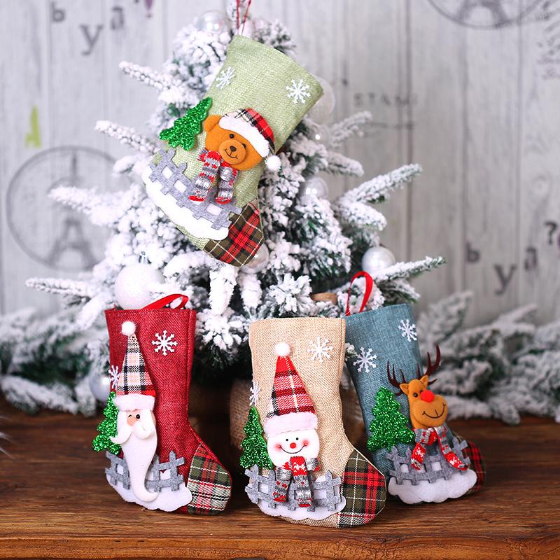 

2021 New Year Christmas Stocking Sack Santa Claus Gift Candy Bag Christmas Decorations for Home Sock Tree Decorations