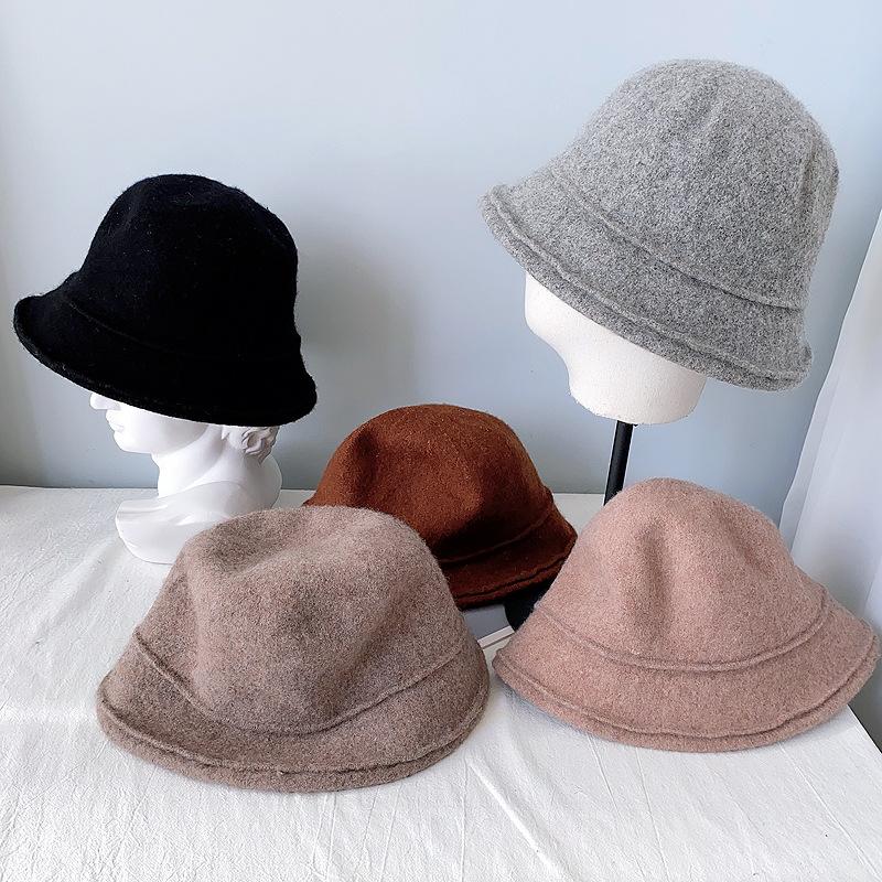 

Japanese Painter Hat Soft Wool Knitted Fisherman Hat Women Autumn Winter Warm Bath Simple Lace Cashmere Fashion Cap, Black