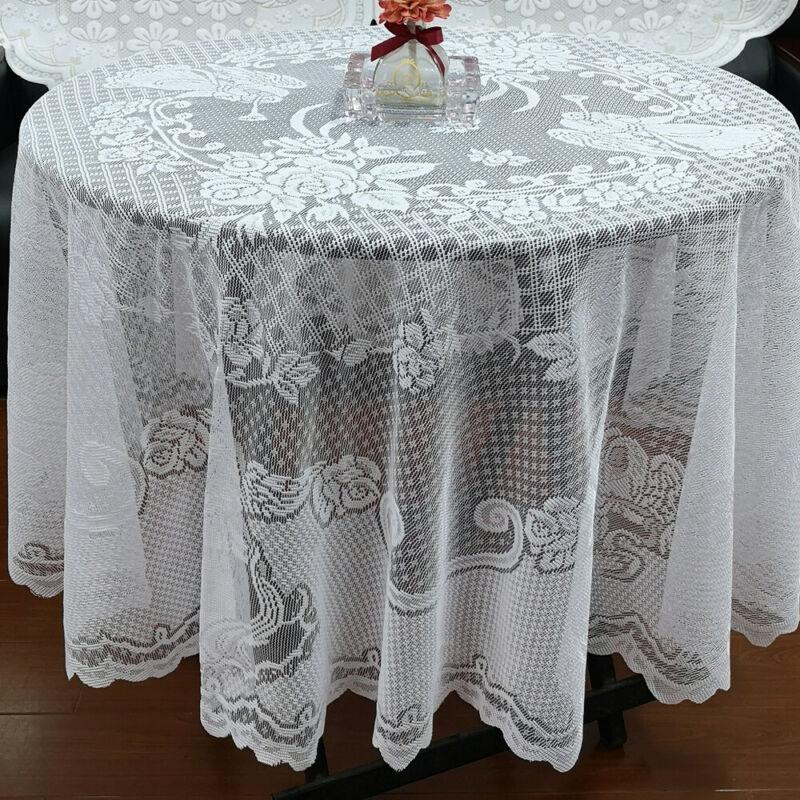 

Vintage Angel Lace Tablecloth Rectangle Round Table Cloth Cover Home Decorations Party Decor, As pic