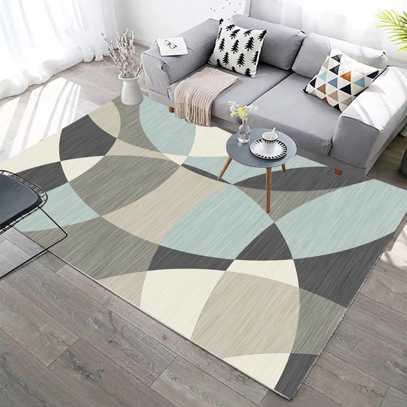 

Living Room Carpet Bedroom Bedside Blanket Nordic Minimalist Geometry Crystal Velvet Printed Mat Room Decoration Rug1, Yt-17