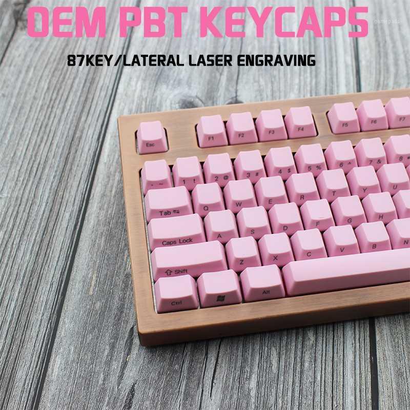 

IDOBAO Pink Mechanical Keyboard 87 Key OEM Pbt Keycap Retro Laser Engraving Side Printing Gaming Tastatur Cherry Mx Gh60 Dota 21