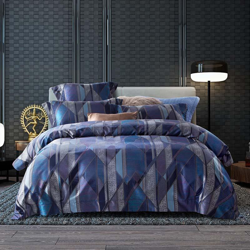 

Luxury Satin Bedding Sets Egyptia Cotton Jacquard Quilt Size Soft Bed Silver Set Cover Sheet Duvet King Flat Queen Linen