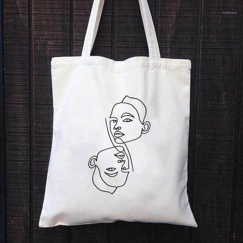 

simple line-drawing Canvas Shopping Bag Tote Bag Custom Print Text DIY Daily Use Handbag Eco Ecologicas Reusable Recycle1, Illustrationc091