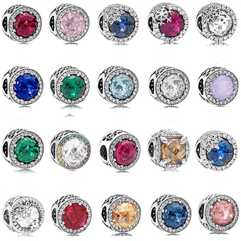 925 Sterling Silver Charm Colorful Zircon Delicate Beads Round Beads fit for Bracelet Women Jewelry gift