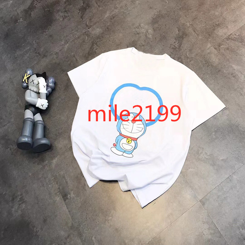 

Newest Mens Women Designers Pringting Tee Hip Hop Doraemon T-shirt cartoon embroidery Letter Men Women Short Sleeves Casual Tee, Extra shipping postage/no ship