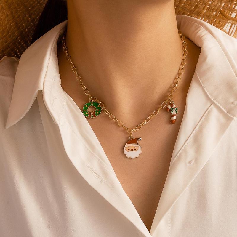 

Christmas Series Snowman Socks Pendant Necklace Ladies Simple and Fashion Short new Year'Christmas utenciles s gift