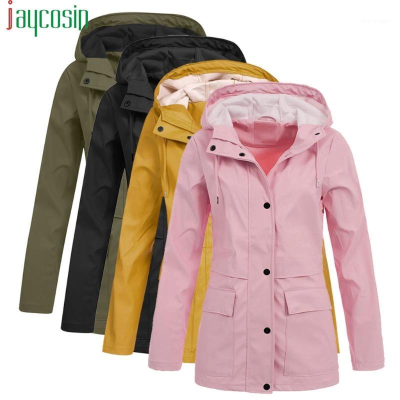 

Women's Jackets Women Long Waterproof Jacket Hooded Loose Large Pocket Sleeve Ladies Tops Plus Size Female Casual Outdoor Coats Raincoat1, Yellow
