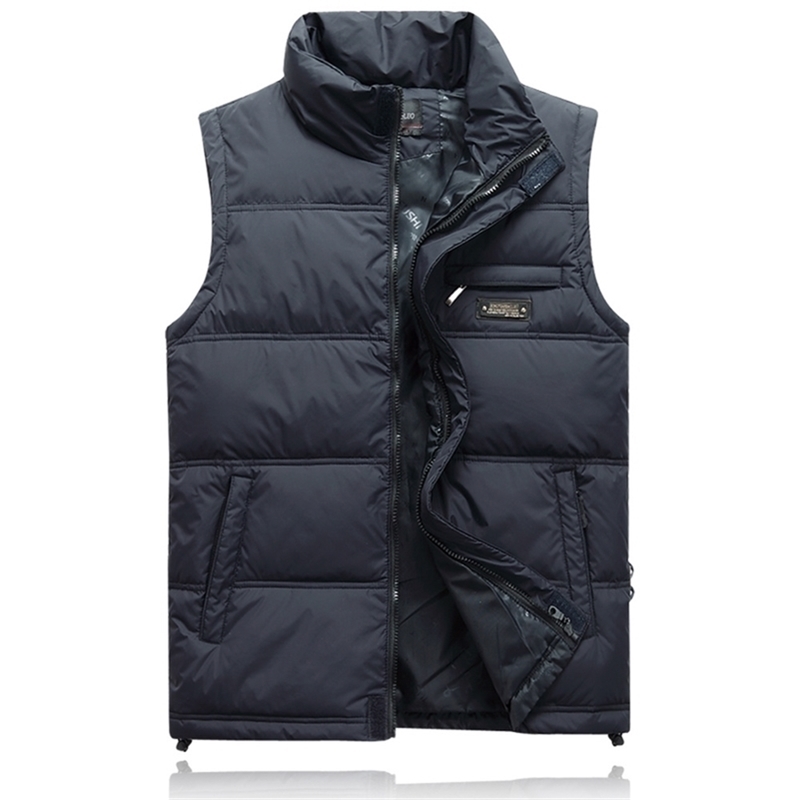 

Winter Duck Down Vest For Men Parka Thick Warm Varsity Red Windbreaker Sleeveless Jacket Male Classic Casual Travel Waistcoat 201114, Navy blue vest