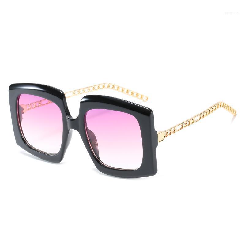 

2021 Fashion Shield Sunglasses Women Men Rectangle Color Lens Alloy Frame Brand Designer Trend Party Conspicuous Sun Glasses1