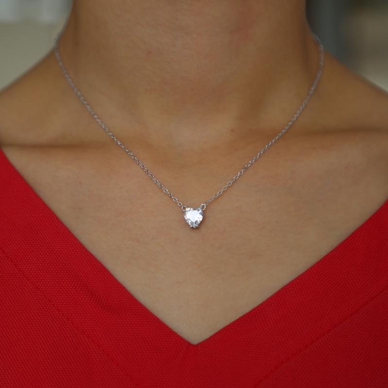

Single stone big sparking bling Heart cubic zirconia cz pendant necklace valentines gift simple high quality fashion jewelry