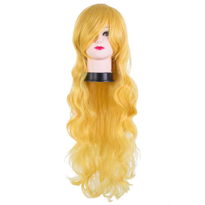 Costume Accessories Halloween Wig Fei-Show Synthetic Fiber Long Curly Yellow Hair Carnival Costume Ball Cosplay Peruca Masker Masquerade Hai-image-751017013