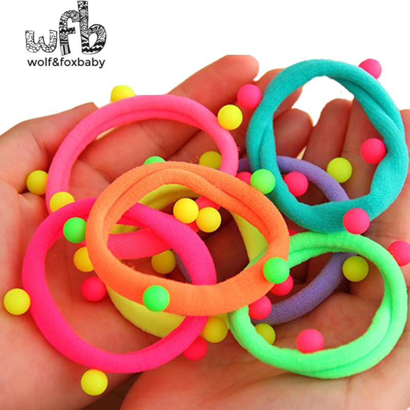 

Retail 5pcs/pack Candy fluorescence Color Child Baby kids Hair Accessory high elasticity Colored Rubber Band ball headwear, Multi