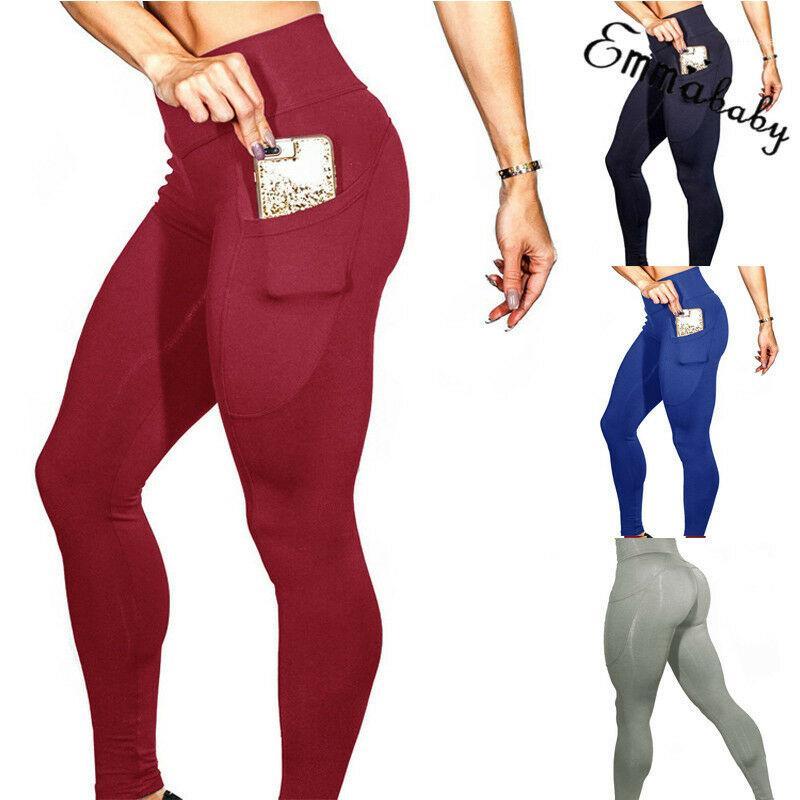 

Women High Waist Yoga Pants with Side Pocket, Workout Leggings Fitness Sports Gym Running Athletic Mesh Pants1, Black