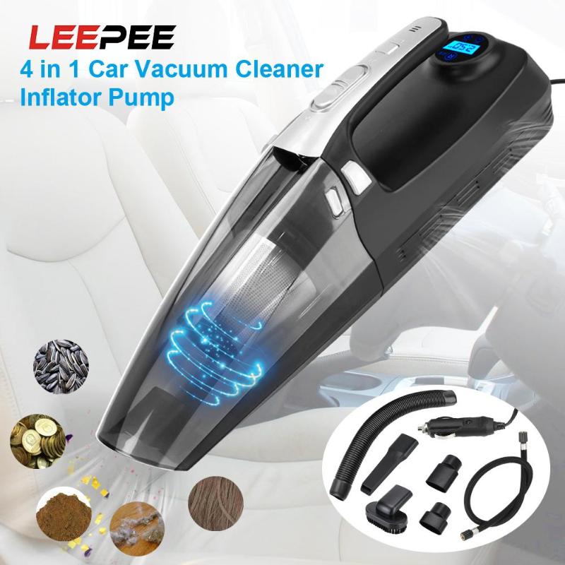 

LEEPEE High Suction Car Vacuum Cleaner with Digital Display Inflator Pump With LED Lighting 4 in 1 12V 120W