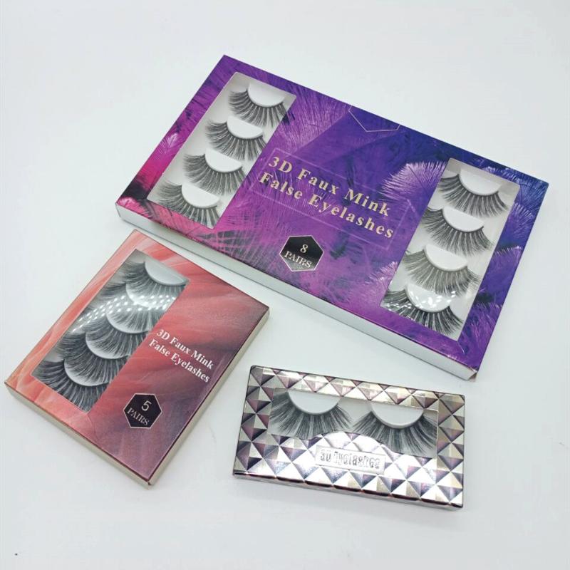 

Wholesale 5/8 pairs a lot 3d Lashes Natural Eyelashes Wholesale False Silk Eyelashes Makeup False Lashes In Bulk with custom box