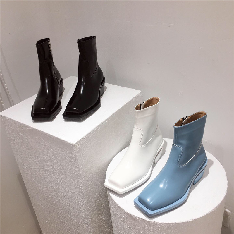 

2021 New Female-style European and American-style Square-headed Women's Short Thin Boots OSRT, Black