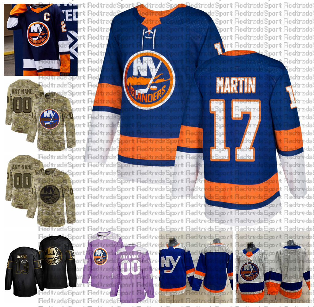 

2021 Customize #17 Matt Martin New York Islanders Jerseys Golden Edition Camo Veterans Day Fights Cancer Custom Stitched Hockey Jerseys, Black;red