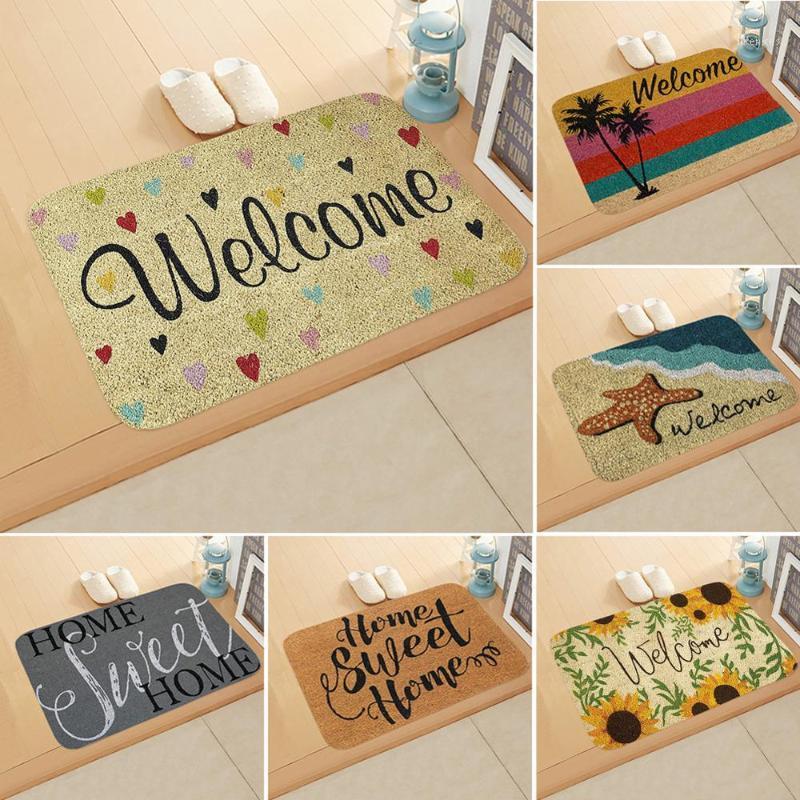 

Newest Welcome Doormat Entrance Mat Hallway 6 Patterns Printed Anti-Slip Floor Mat Area Rugs Funny Custom Front Door Carpet1