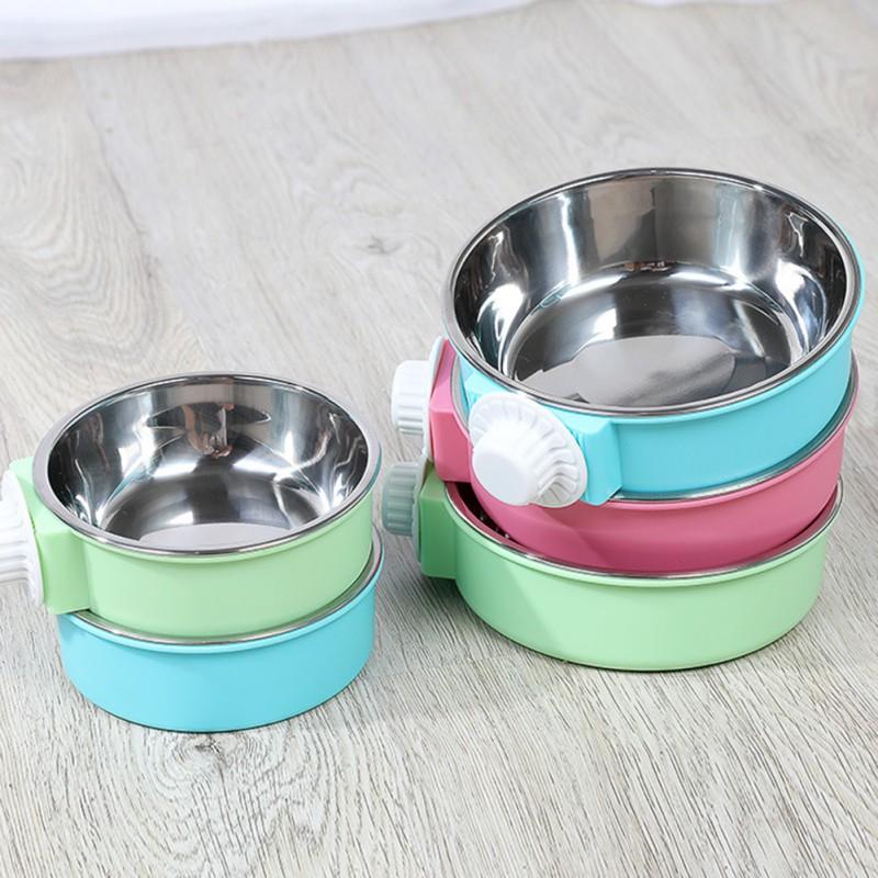 

Crate Dog Bowl Removable Stainless Steel Hanging Pet Cage Bowl & Water Feeder Coop Cup For Cat Guinea Pigs Birds, Rats