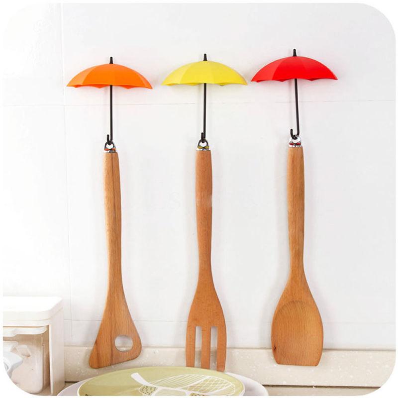 

3Pcs Colorful Umbrella Wall Hook Key Hair Pin Holder Organizer US STOCK