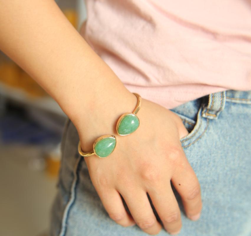 

Charm Bracelets Time-limited Women Copper Arrival Love Bangles Oval Turquiose Natural Marble Cuff Open Bangle Bracelet For Women&men