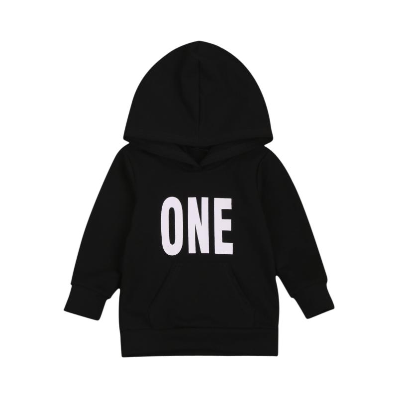 

OPPERIAYA Childrens Casual Hooded Pullover Sweatshirts Cute Letter Print Long Sleeve Loose Tops with Pocket Daily Life 1-7 Years, Black