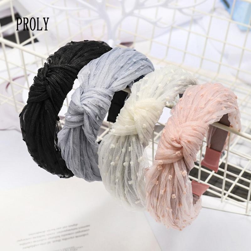 

PROLY New Fashion Women Hairband Soft Lace Fresh Headband Middle Center Turban Adult Headwear Hair Accessories