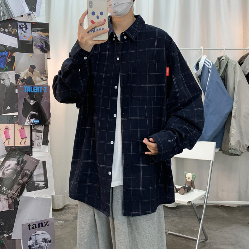 

2021 New Beach Plaid Shirt for Autumn Spring Clothes Long Sleeve Shirts of Men Oversized 5xl AZMS, C510-6
