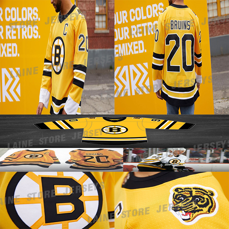 

2020-21 Reverse Retro Boston Bruins Jersey 88 David Pastrnak 37 Patrice Bergeron 63 Brad Marchand 74 Jake DeBrusk Hockey Jerseys, Yellow