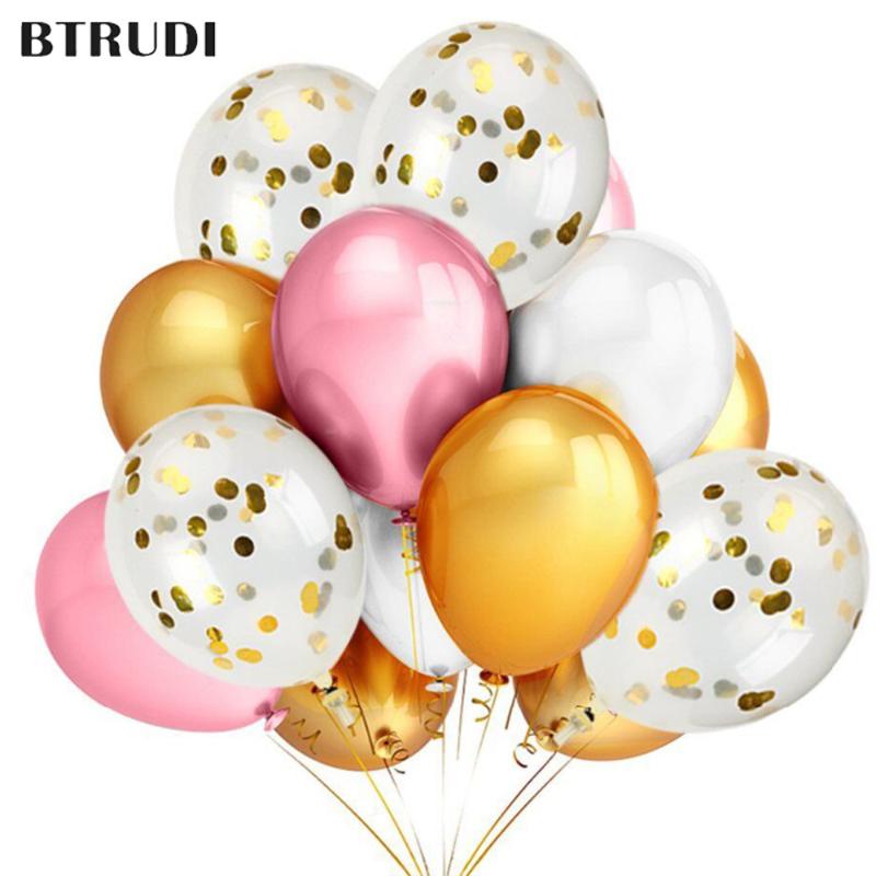 

BTRUDI 30/50/100pcs 12inch Transparent sequin balloon set pink gold and white birthday party for child wedding descrption supply