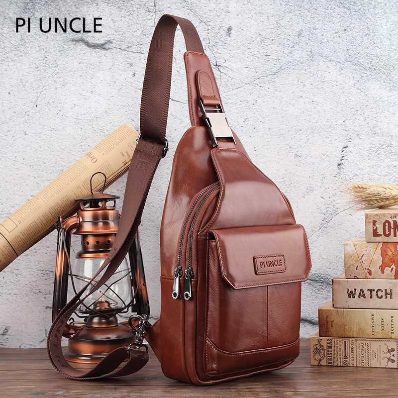 

PI UNCLE Trendy Genuine Leather Casual Shoulder Bags Crossbody Bags Sling Soft Chest Handbag1, Sky blue