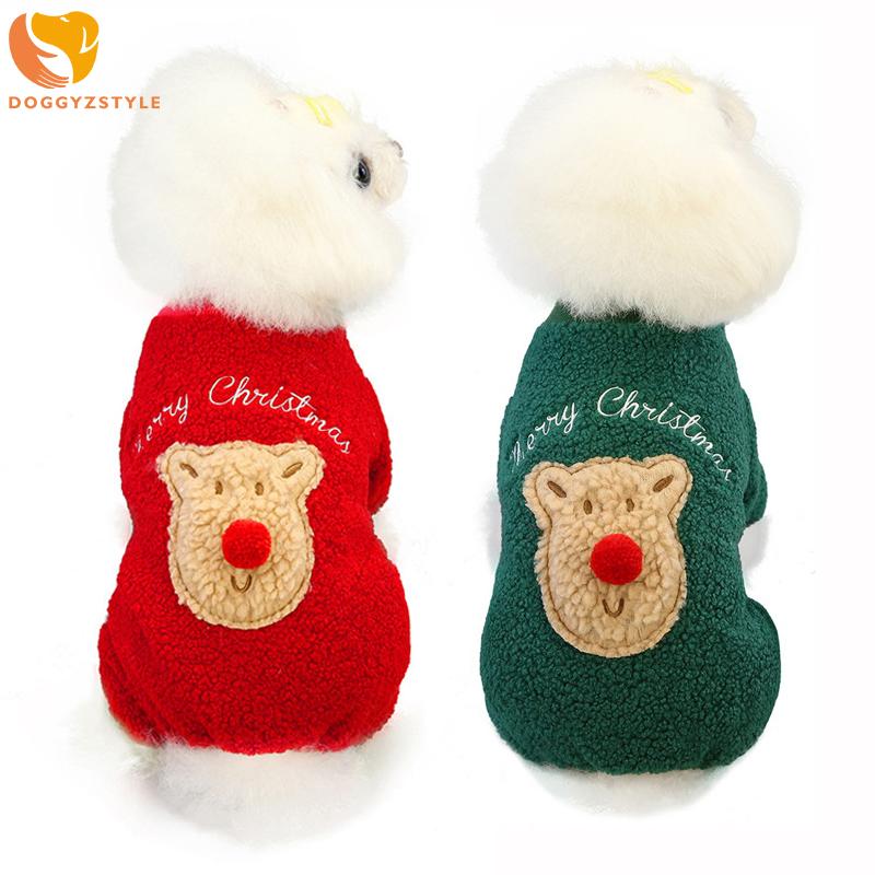 

Christmas Pet Clothes Cute Winter Dog Jumpsuit Xmas Puppy Cats Outfits Costume Red Green Holiday New Year Dog Overalls for Dogs