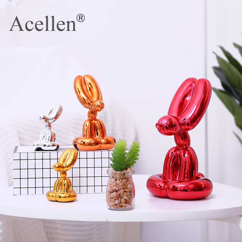 

plating Balloon Dog Statue Resin Sculpture Home Decor Modern Nordic Home Decoration Accessories for Living Room Animal Figures 201201