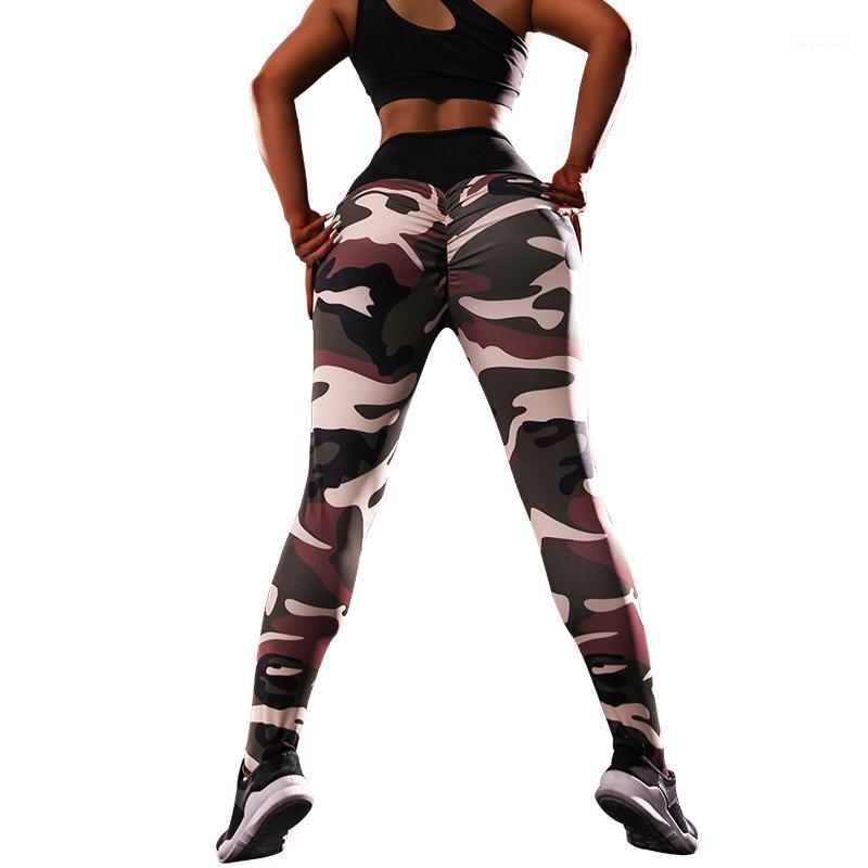 

Camo Printing Women High Waist Gym Leggings Sport Workout Mallas Mujer Deporte Fitness Yoga Pants Running Stretch BuScrunch1, Purple