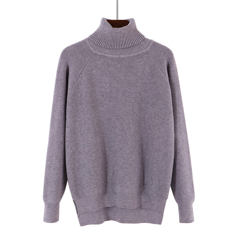 

2021 New Turtleneck Women Sweater Winter Warm Female Jumper Thick Christmas Sweaters Ribbed Knitted Pullover Top Pull Hiver Femme Vpqn, Gray