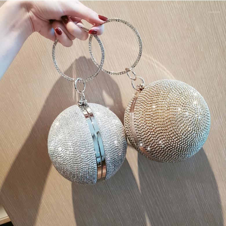 

Silver Gold Ball Diamond Women Bag Party Metal Crystal Day Clutches Evening Wedding Bag Bride Shoulder Handbag Wristlets Clutch1