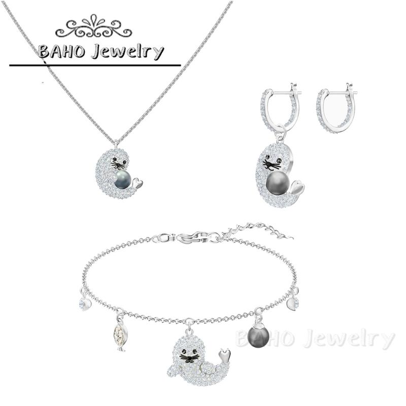 

SWA Original High quality Fashion Jewelry ladies exquisite jewelry cute seal necklace accessories party girl gifts, Golden;silver