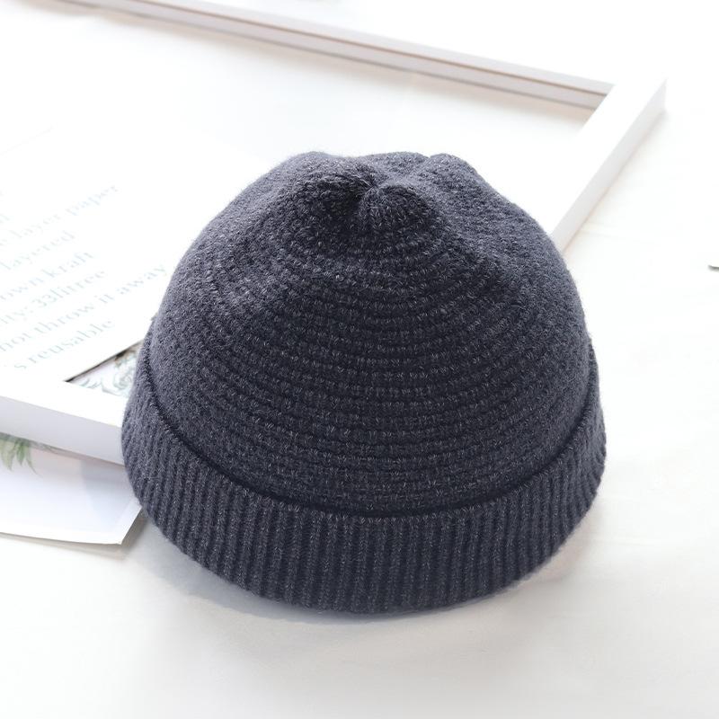 

2020 Fashion Hip Hop Beanie hat Skullcap Sailor cap Short Melon Skin Beanies Autumn Winter Solid Color Casual Beanie Hat, White